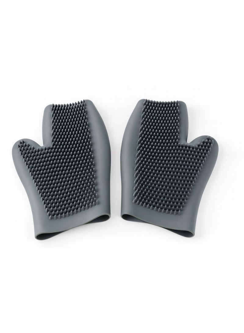 Silicone Grooming and Bath Gloves, Pet Massage Mitt, Grey, 1 Piece